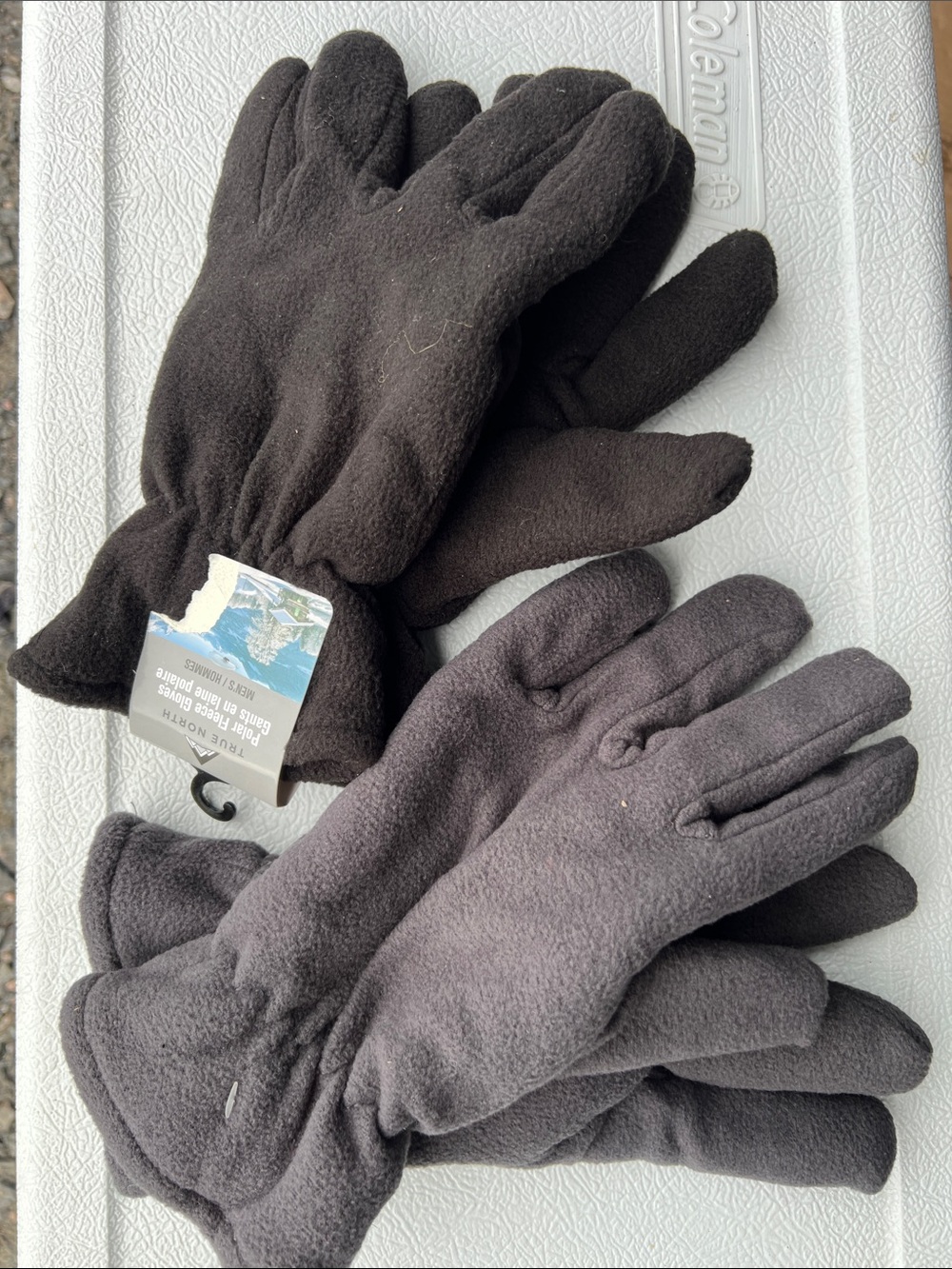 2 pairs Men's Fleece Gloves - Black & Charcoal, Unbranded